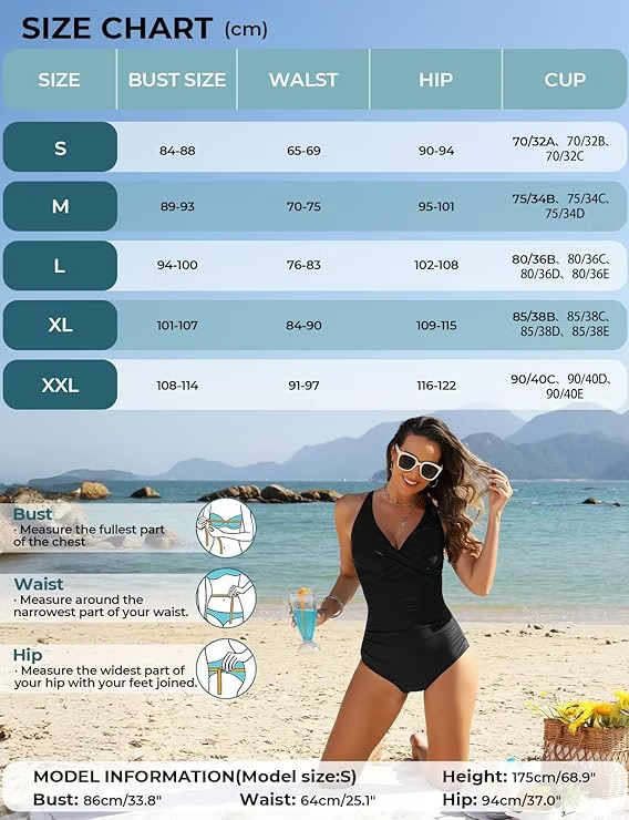 Swimwear V Neck Ruched Swimming Costume Women Retro Swimsuit