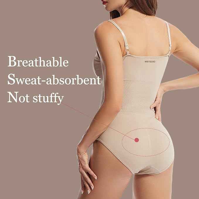Wieysdoo Women Shapewear Bodysuit Controls Tummy Waist Body-Shaper