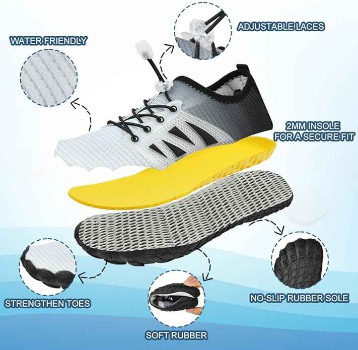 Aolso Water Shoes Kids Boys Girls Beach Shoes,Quick Dry Swimmming Shoes Pool Barefoot Shoes, Lightweight Kids Surfing Diving Shoes Wide Fit Shoes for Hiking Cross Training