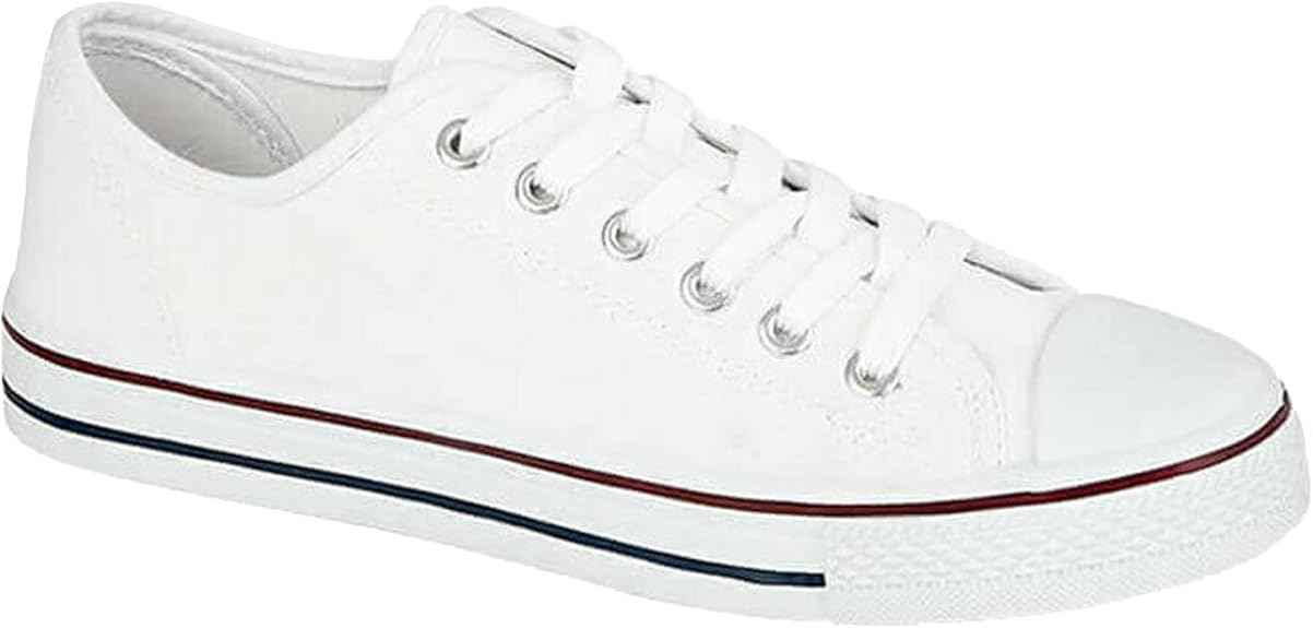 Womens Ladies Gym Trainers Canvas Shoes Plimsolls Casual Flat Lace Up Pumps