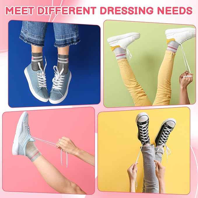8 Pairs Striped Flowers Heart Cotton Girls Crew Socks | 80% Cotton, Soft Stretch Rib Cuff, for 3-14 Years Old, School Casual Daily Wear