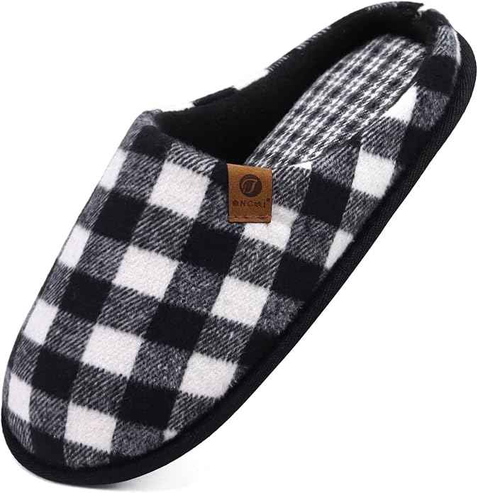 ONCAI Mens Slippers Memory Foam Slippers Slip On Warm Fluffy House Indoor/Outdoor Shoes With Non-Slip Sole (Size 13))