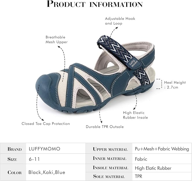 Womens Hiking Sandals Closed Toe Athletic Walking Shoes