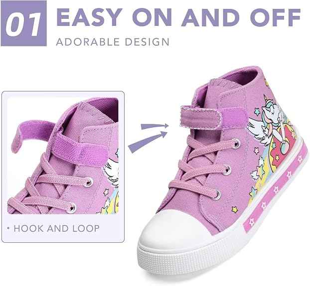 Girls Trainers Kids High-Top Flashing Canvas Shoes