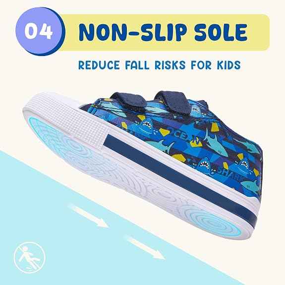 Boys Girls Light Up Trainers Toddler Canvas Shoes Kids Easy Fasten Walking Shoes with Hook and Loops