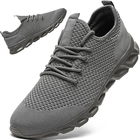 Linenghs Mens Running Shoes Tennis Gym Sneakers Casual Slip On Walking Lightweight Athletic Mesh Workout Breathable Fashion Sports Shoes