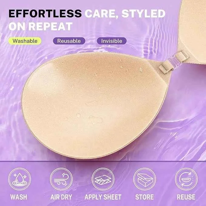 Strapless Bra Backless Adhesive Silicone Stick-on Seamless Push-up Invisible Bra