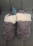 HomeTop Women’s Knit Clog Slippers Comfy Warm Memory Foam Non-slip Indoor House Shoes with Fuzzy Collar(Grey)