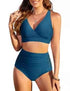 Nadeer High Waisted Bikini Set Twist Front V Neck Tummy Control for Women
