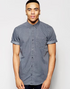 New Look Shirt With Short Sleeves In Grey Denim In Regular Fit (Medium)