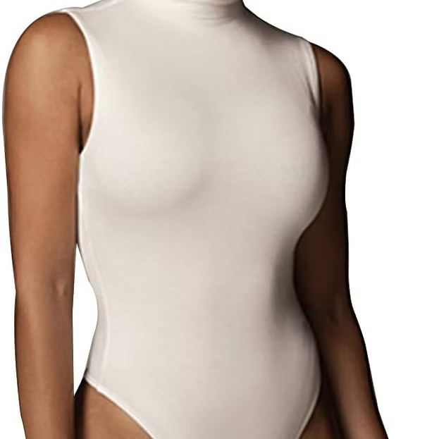 KOEMCY Bodysuit for Women Sexy Sleeveless Half Turtleneck Bodysuit Slim Fit