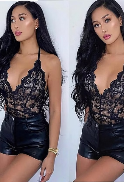 SEXY SECRETS Women Lace Bodysuit Sexy Teddy Lingerie Eyelash Naughty Negligee Bodysuit