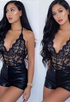 SEXY SECRETS Women Lace Bodysuit Sexy Teddy Lingerie Eyelash Naughty Negligee Bodysuit