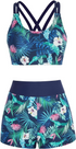 JASAMBAC 3 Piece Tankini Swimsuit for Women Swimwear Tank Top with Bikini Top Bottoms
