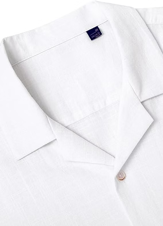 siliteelon Mens Linen Shirts Short Sleeve Regualr Fit Cotton Summer Casual Beach