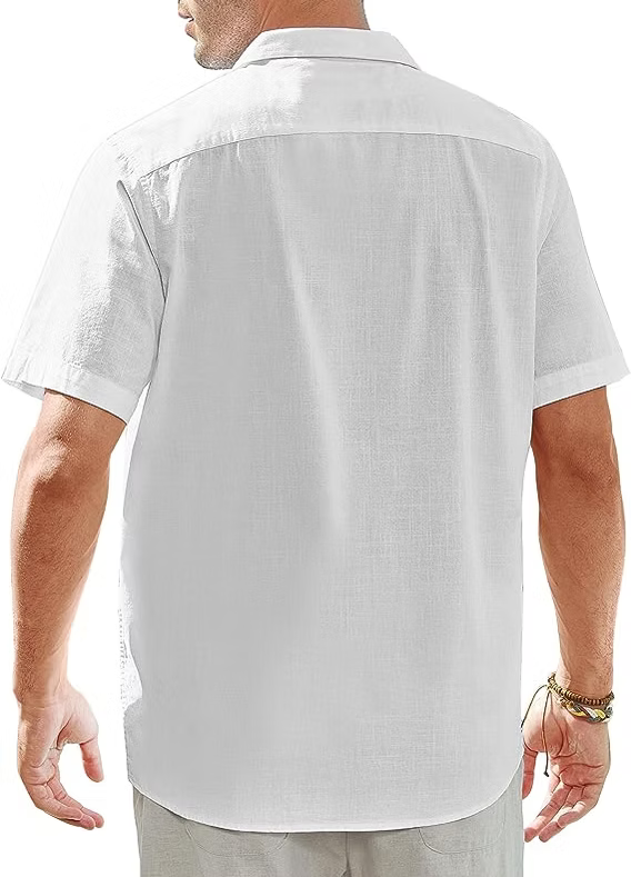 siliteelon Mens Linen Shirts Short Sleeve Regualr Fit Cotton Summer Casual Beach