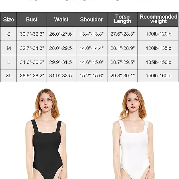 KOEMCY Bodysuit for Women Sexy Square Neck Shapewear Bodysuit Tank Top Slim Fit
