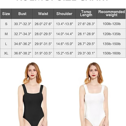 KOEMCY Bodysuit for Women Sexy Square Neck Shapewear Bodysuit Tank Top Slim Fit