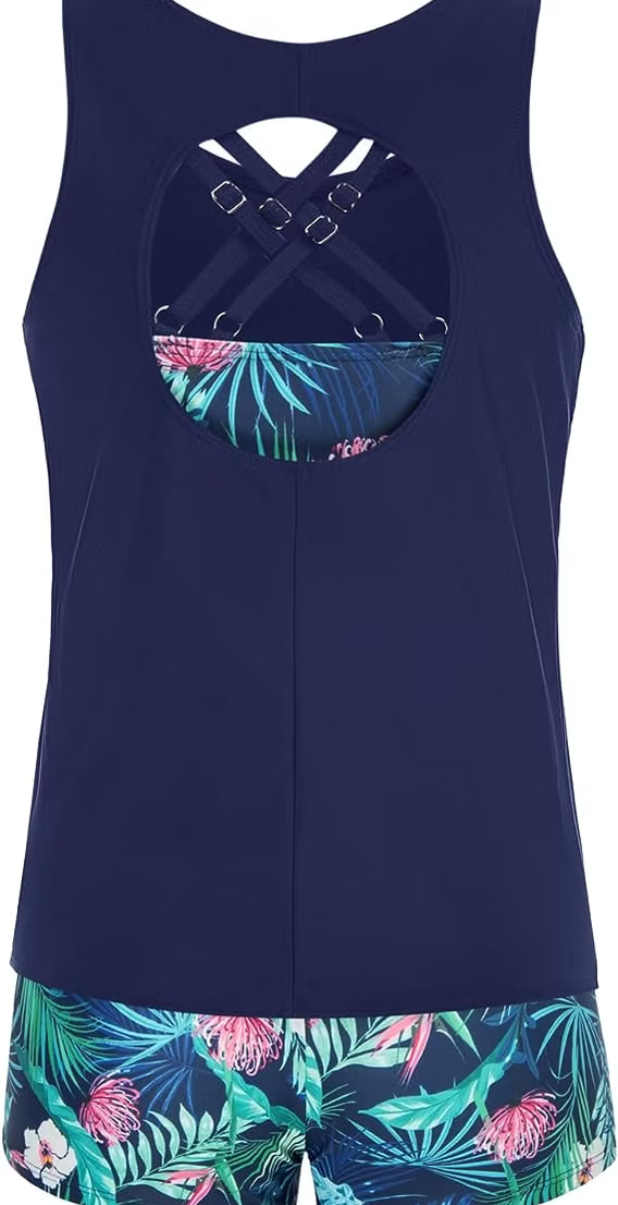 JASAMBAC 3 Piece Tankini Swimsuit for Women Swimwear Tank Top with Bikini Top Bottoms