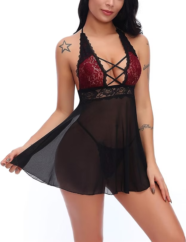 Charmnight Women Sexy Lingerie Babydoll Nightwear Lace Sleepwear Underwear Set