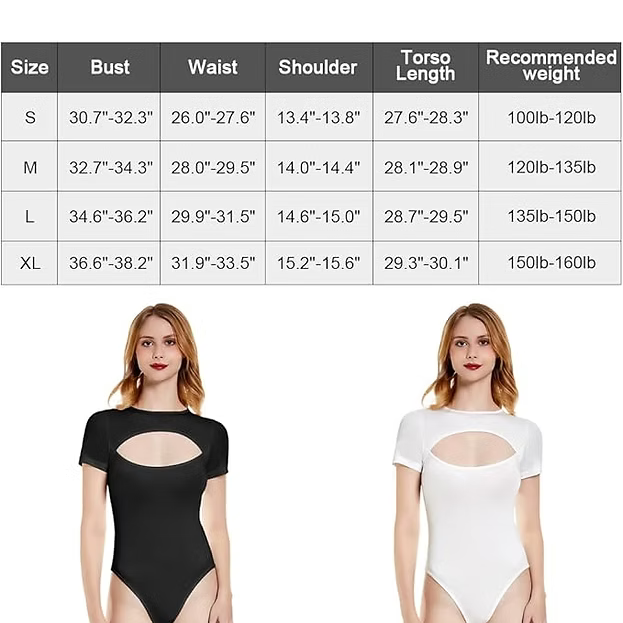 KOEMCY Bodysuit for Women Sexy Cutout Front T Shirt Women&