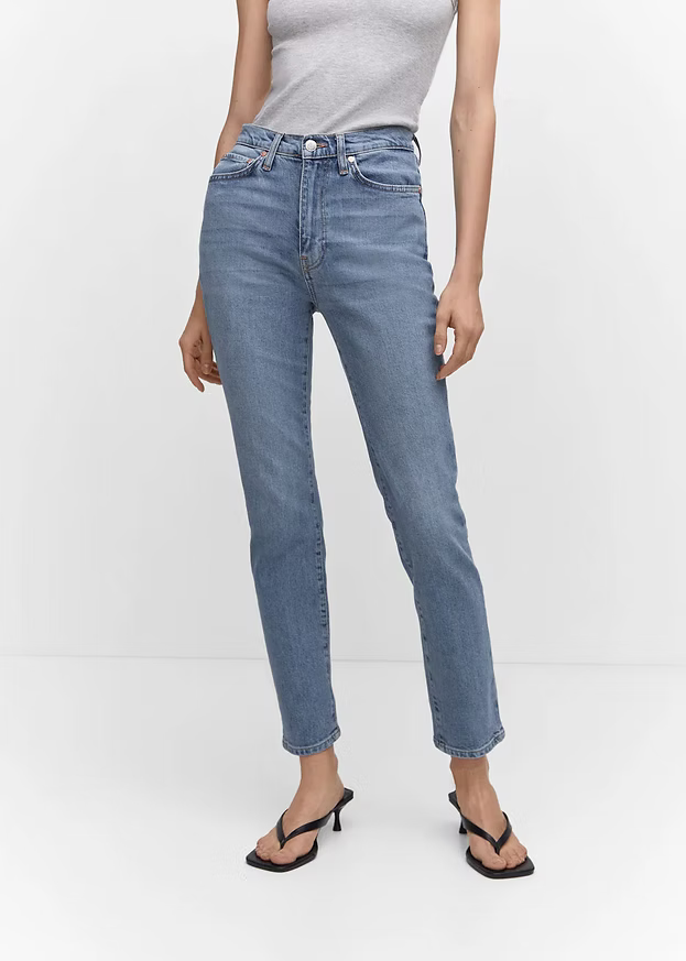 MNG Mid Waist Slim Comfort Cropped Jeans, Size 8