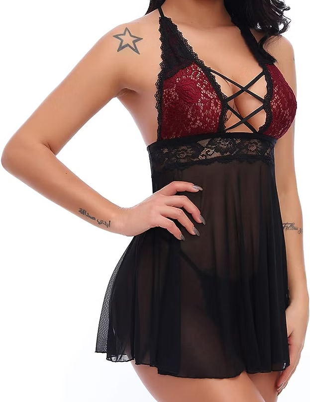 Charmnight Women Sexy Lingerie Babydoll Nightwear Lace Sleepwear Underwear Set