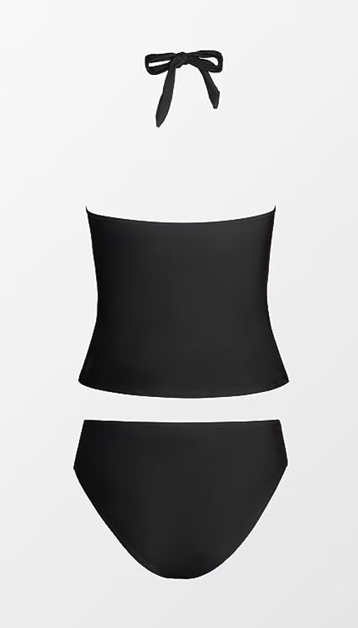 CUPSHE Women Tankini, Black Size 8