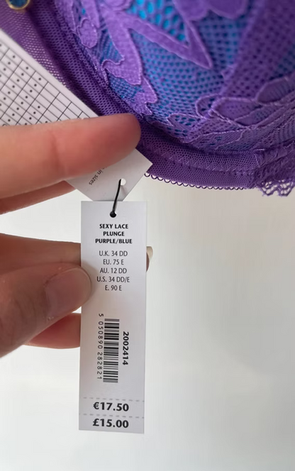 Ann Summers Plunge Bra Purple/Blue