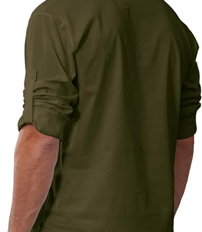VANVENE Mens Linen Shirts Long Sleeve Casual Cotton