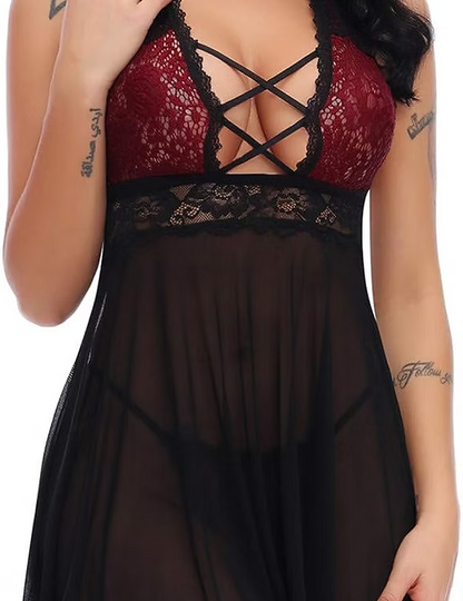 Charmnight Women Sexy Lingerie Babydoll Nightwear Lace Sleepwear Underwear Set