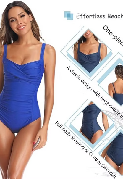 Joweechy Womens One Piece Swimsuit Tummy Control Swimming Costume Vintage Twist