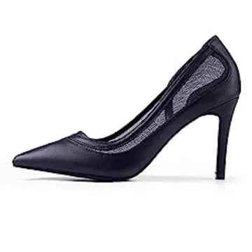 Womens Transparent Heels Stiletto High Heels Pointed Cap Toe Court Shoes Slip-on Pumps Clear Dress Shoes 4 Inch Patent Leather