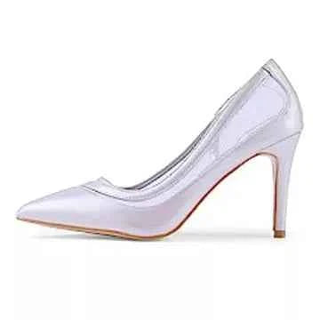 Womens Transparent Heels Stiletto High Heels Pointed Cap Toe Court Shoes Slip-on Pumps Clear Dress Shoes 4 Inch Patent Leather