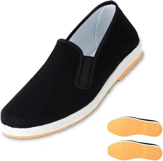 Chinese Traditional Kung Fu Shoes Canvas with Non-Slip Rubber Sole Unisex Martial Arts for Tai Chi, Wing Chun, Wushu &amp; Shaolin Lightweight Slip-On Qi Gong Training Shoes