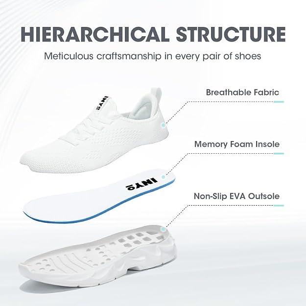 INYO Men’s Running Trainers – Lightweight Slip-On Mesh Athletic Shoes – Breathable Sneakers for Walking
