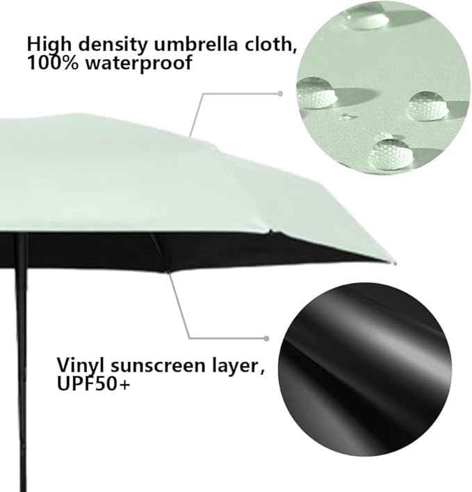 Mini Sun Travel Umbrella Ring handle Coating Layer Fabric Blocking/anti UPF 50 UV Protection 99.9% Compact Folding Purse Umbrella/Lightweight Small Portable Backpack/Rain Sun/Men Women Kids