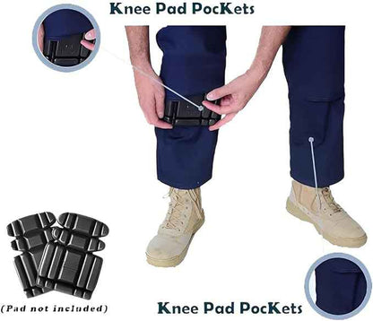 IBEX TR5 Men’s Cargo Work Trousers with Knee Pad Pockets - Heavy Duty Builder Pants with Multi-Pocket, Elastic Waist, Twin Belt Loops &amp; YKK Zip - Durable Workwear Combat Trousers