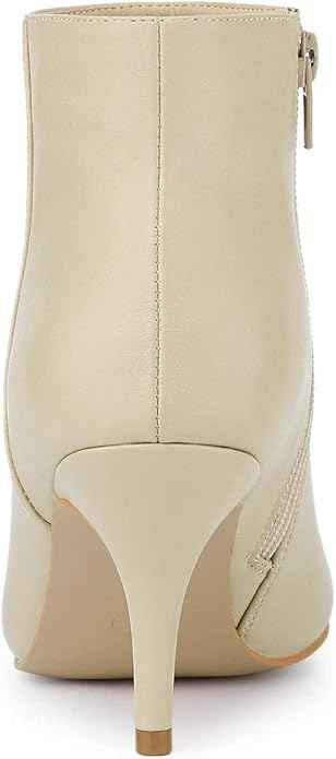 Allegra K Women PU Rubber Pointed Toe Zipper Stiletto Heel Ankle Boots | Classic booties with zip closure. Comfortable 3-inch heel.