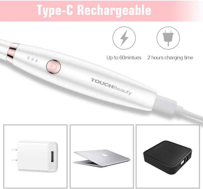 Heated Eyelash Curler, TOUCHBeauty Electric Eyelash Curler USB Rechargeable Eyelash Curler with 3 Temperature Settings Silicone Comb Lash Curler for Girls Women Quick Heating Curling1859