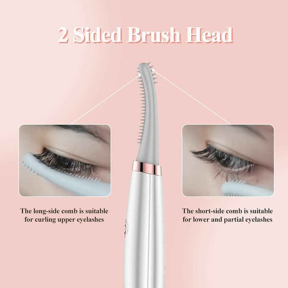 Heated Eyelash Curler, TOUCHBeauty Electric Eyelash Curler USB Rechargeable Eyelash Curler with 3 Temperature Settings Silicone Comb Lash Curler for Girls Women Quick Heating Curling1859