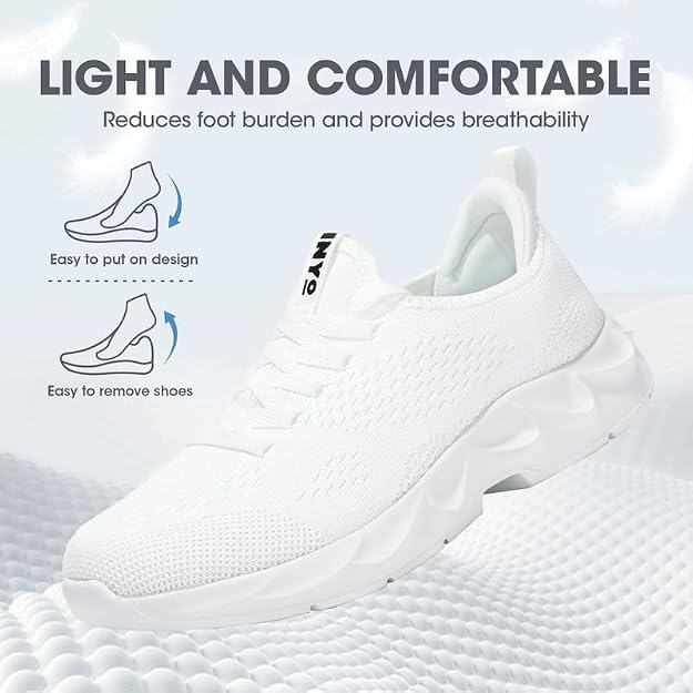 INYO Men’s Running Trainers – Lightweight Slip-On Mesh Athletic Shoes – Breathable Sneakers for Walking