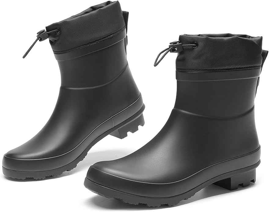 DREAM PAIRS Women Wellington Boots Waterproof Rain Boots with Adjustable Nylon Shaft &amp; Anti-Slip Outsole, Brushed Textile Lining