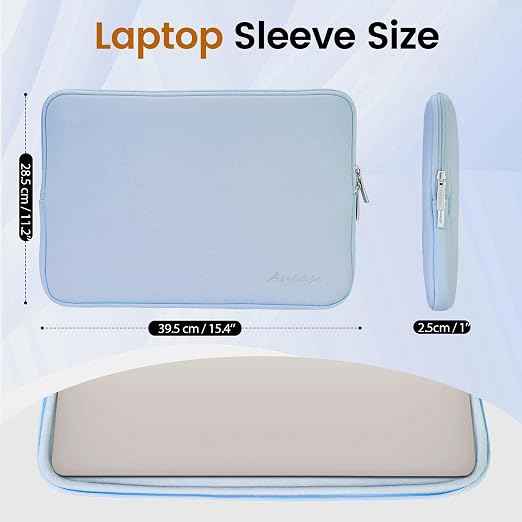 15.6 inch Laptop Sleeve Leather Case, Water Resistant Puffy Protective Laptop Bag for Macbook Air 15 inch/Macbook Pro 16 inch/HP/LENOVO/ACER/ASUS/DELL Chromebook Matebook 15.6
