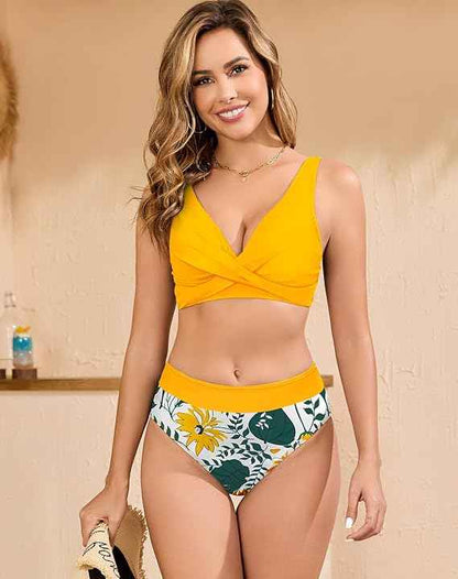 Bikini Sets for Women Two Piece Swimsuits Twist Front High Waisted Bottom Women&