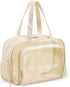 Large Clear Toiletry Bag with Shoe Compartment, Multi-Functional PVC Travel Tote, Durable and Versatile Organizer for Travel, Gym, Pool, and More, Beige, Fashionable