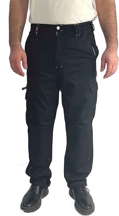 IBEX TR5 Men’s Cargo Work Trousers with Knee Pad Pockets - Heavy Duty Builder Pants with Multi-Pocket, Elastic Waist, Twin Belt Loops &amp; YKK Zip - Durable Workwear Combat Trousers