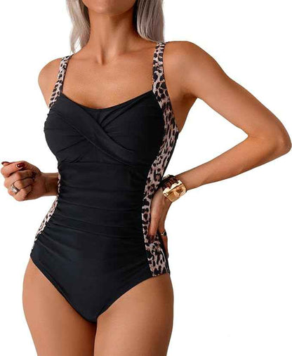 Womens Swimming Costumes Tummy Control Bathing Suit One Piece Retro Ruched Swimwear with Detachable Breast Pads for Beach Vacation Pool Party