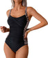 Womens Swimming Costumes Tummy Control Bathing Suit One Piece Retro Ruched Swimwear with Detachable Breast Pads for Beach Vacation Pool Party