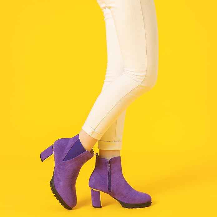 Perphy Platform Chelsea Boot Round Toe Chunky Heels Ankle Boots for Women